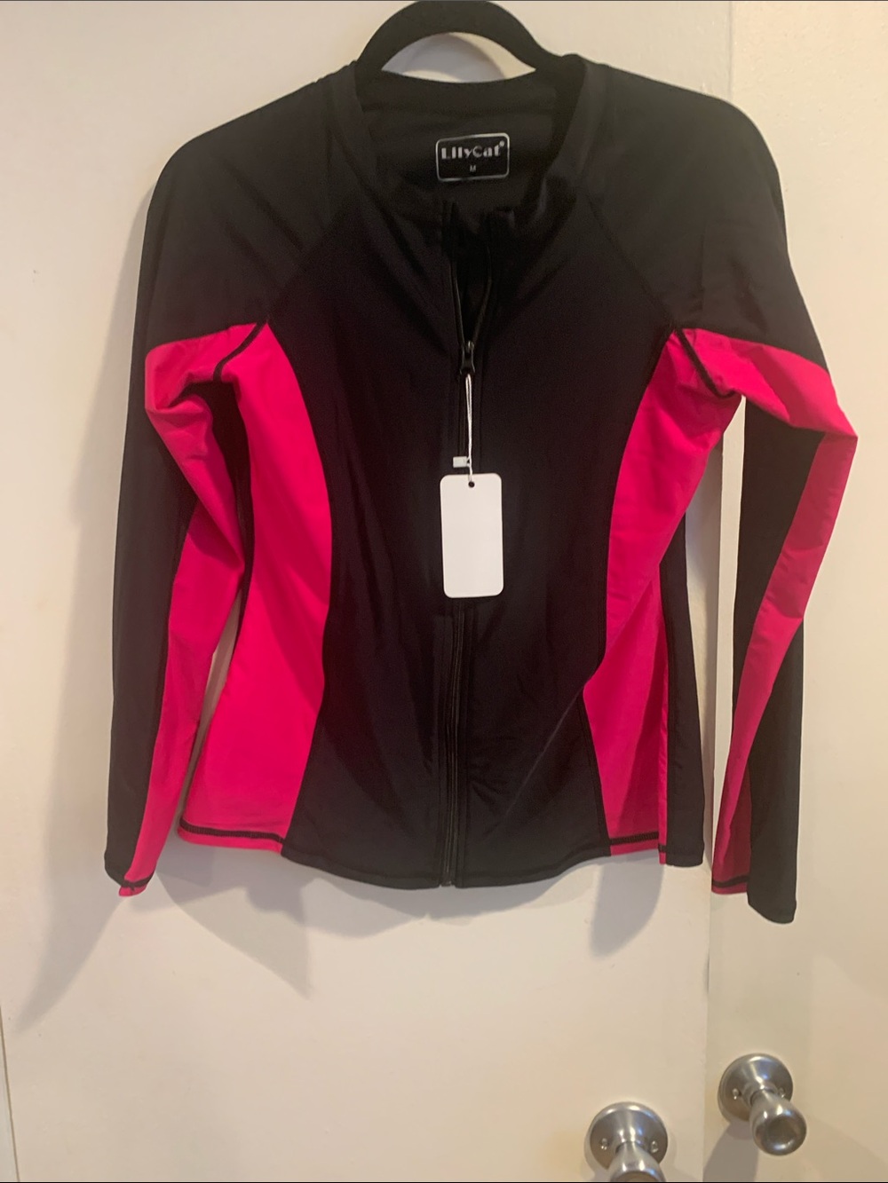 Women's Black & Hot Pink Zip Front  Jacket